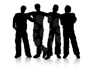 Silhouette of a group of male friends