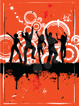People dancing on grunge background