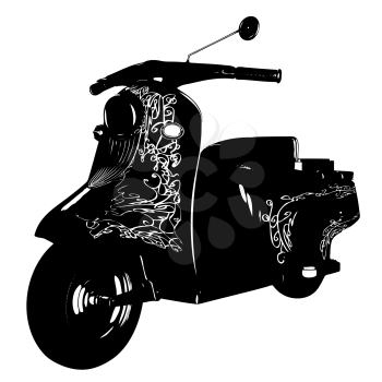 Silhouette of a scooter