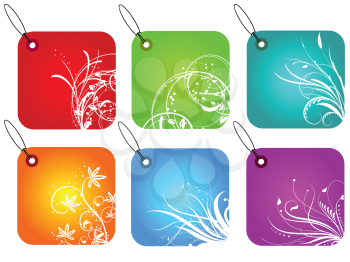 Tags with various floral designs