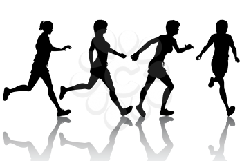 Silhouettes of females jogging