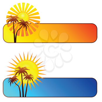 Summer banners with palm trees