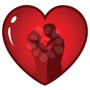 Royalty Free HD Background of a Silhouette of a Couple Inside a Red Heart