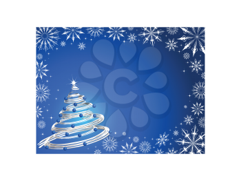 Christmas tree on a snowflake background