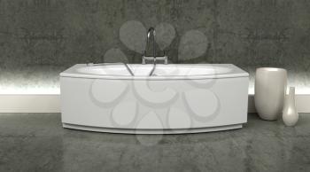 3d render of modern bath and taps with shower attatchment  in contemporary  interior