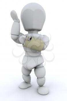 3D render of a person witha  broken wrist in a cast