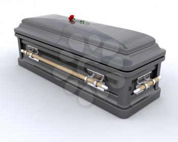 3D render of an ornate coffin