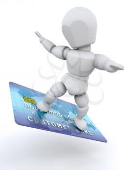 3D render of a man with a credit card