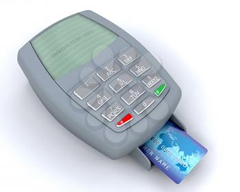 3D render of a credit card machine showing transaction void