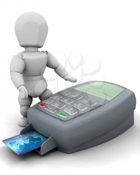 3D RENDER OF A MAN WITH CREDIT CARD