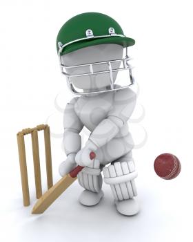 3d render of a man playing cricket