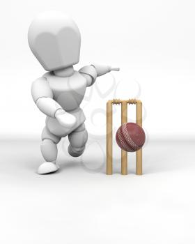 3d render of a man playing cricket