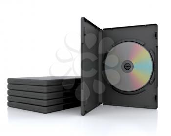 3D DVD Case with a DVD inside isolated 