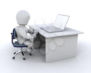 3d render of man playing computer games
