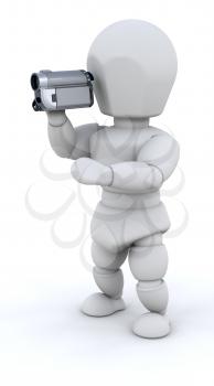 3D render of a man with a camcorder