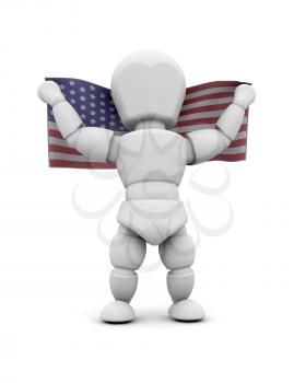 3d render of man with american flag