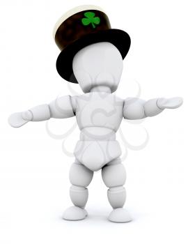 3D Man celebrating St Patrick's Day isolated