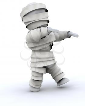 3d render of a man in halloween mummy costume