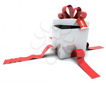 3D Render of Gift Box with Ribbon and Tag