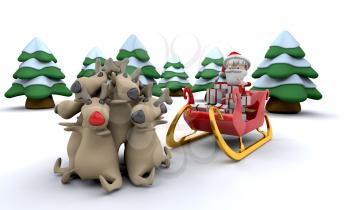 3d render of santa claus and gifts