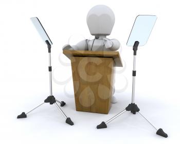 3d render of lecturn and microphone and teleprompter