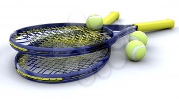 3D tennis equipment isolated over white