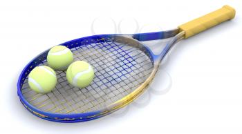 3D tennis gear isolated over white