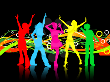 Colourful background with females dancing