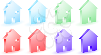 Different coloured house icons