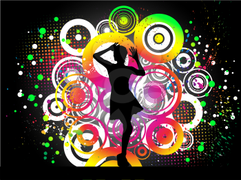 Silhouette of a sexy female on a grunge background