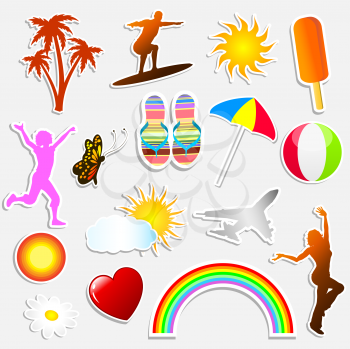 Various different summer themed stickers