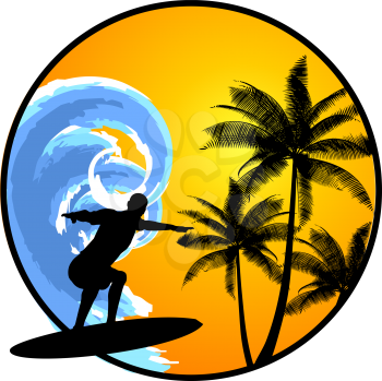 Summer background with surfer