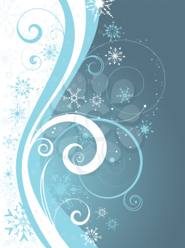 Decorative winter background with snowflakes and stars