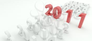 3D render depicting new year 2011transition