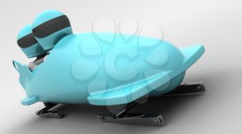 3D render of a two man bobsleigh team