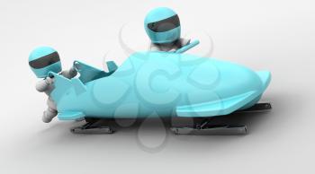 3D render of a two man bobsleigh team