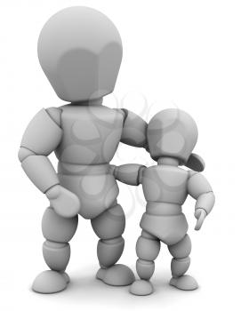 3D render of a father and son