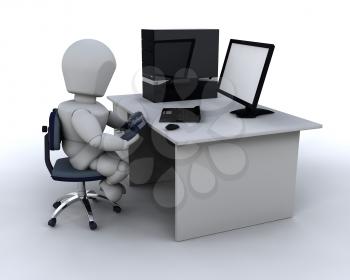 3d render of man playing computer games