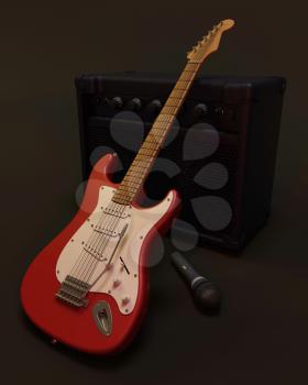 A 3D render of an electric guitar