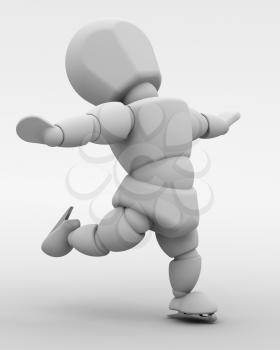 3D render of a figure skater dancing on ice