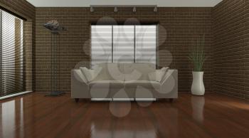 3D render of a Contemporary interior living space
