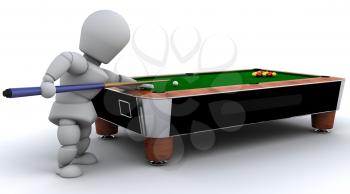 3D render of a man playing pool