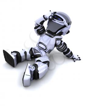3D render of a robot resting in the sun