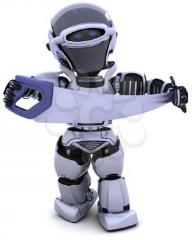 3D render of robot with saw