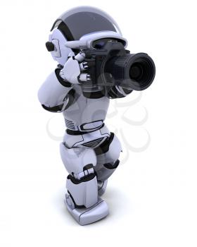 3D render of a robot with digital SLR Camera