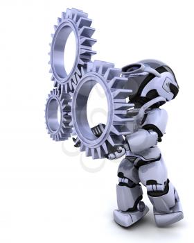 3d Render of a robot with gear mechanism