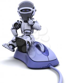 3D render of robot with a computer mouse