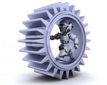 3d Render of robots with gear mechanism