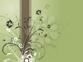 Decorative floral background in shades of green and brown