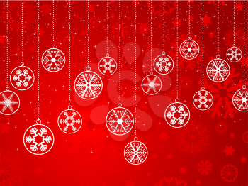 Decorative Christmas background with hanging snowflakes